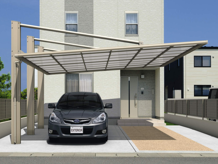 正規 三協アルミダブルフェース 側面支持2台用 テラス屋根を値引50 工事販売