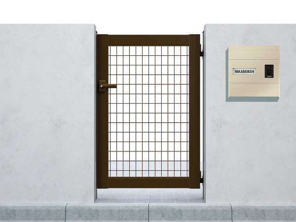正規】YKKAPシンプレオM1型 メッシュ片開き 門扉を値引45%工事販売