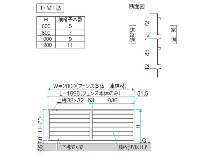 正規 三協アルミシャトレナ 1型形材 フェンス 柵を値引40 工事販売