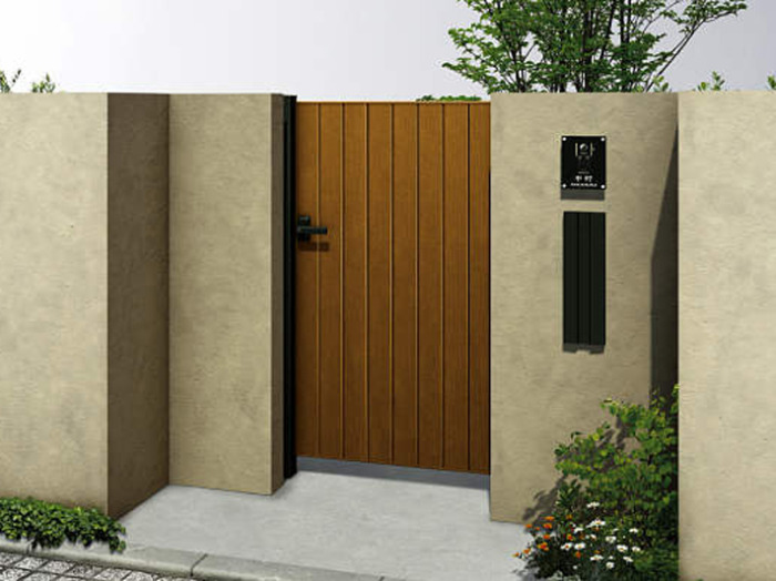 正規】YKKAP木製調 ルシアスW04型 たて板張り片開き 門扉を値引45%工事販売