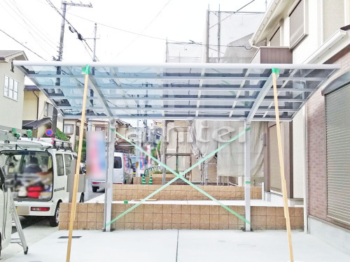 京都市西京区 エクステリア工事 カーポート 三協アルミ カムフィエース 1台用(単棟) R型アール屋根