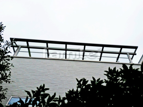 大阪市旭区 エクステリア工事 ベランダ屋根 LIXILリクシル パワーアルファ 3階用 積雪30cm対応 F型フラット屋根 物干し