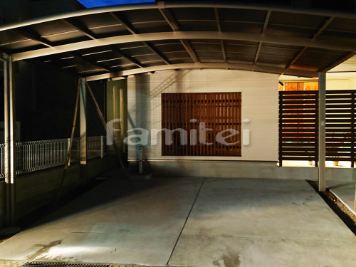 海南市 エクステリア工事 カーポート LIXILリクシル フーゴR 横2台用(ワイド ツイン) R型アール屋根