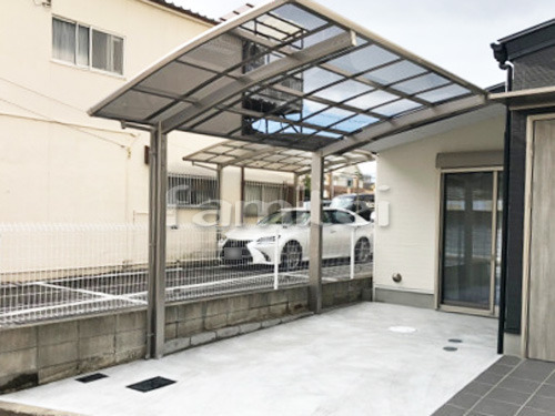 八尾市 エクステリア工事 カーポート 四国化成 バリューポート 1台用(単棟) R型アール屋根