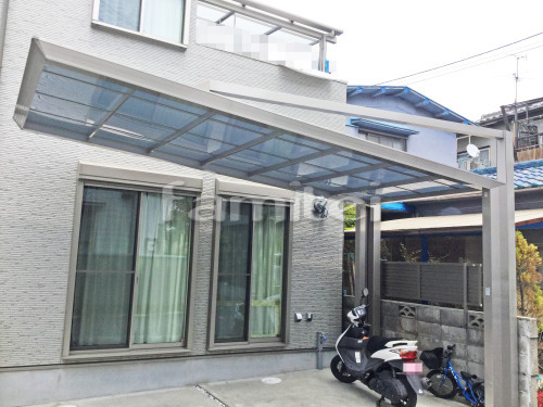 東大阪市 エクステリア工事 カーポート 四国化成 マイポートNext 後柱仕様 1台用(単棟) F型フラット屋根