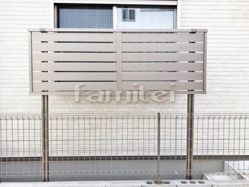 施工例 京都市 エクステリア工事 境界フェンス塀 Lixilリクシル ハイグリッドフェンスuf8型 コンクリートブロック