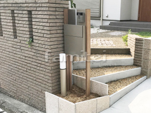 川西市 リフォームベーシック オープン外構 機能門柱 アプローチ 花壇