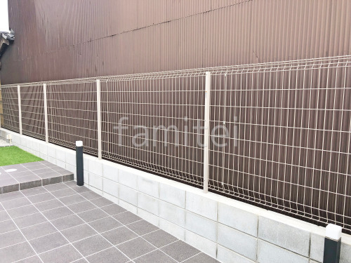 スチールメッシュ フェンス YKKAP イーネット2F型 スチール柱 境界・メッシュ ブロック塀 （化粧ブロック） 太陽エコブロックス 普通CB 