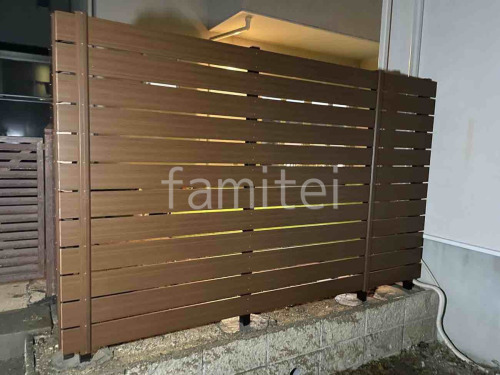 施工例写真 人工木・樹脂 フェンス（木調） F＆F マイティウッド デコll 高尺タイプ